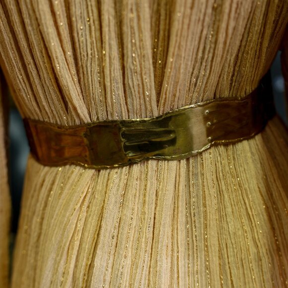 Vintage 1970s Gauze Cotton Dress with Metallic Threads - Picture 14 of 15